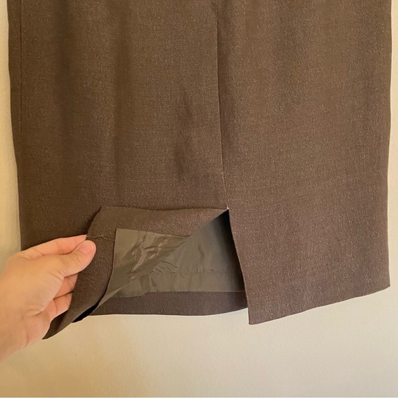 Donna Karan Brown Linen Skirt Suit Set Size 8 - Picture 11 of 16